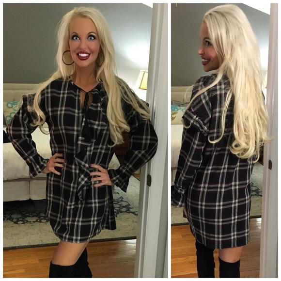 🛍LAST 1! Beautiful! Checkered Ruffle Dress! - Picture 3 of 3